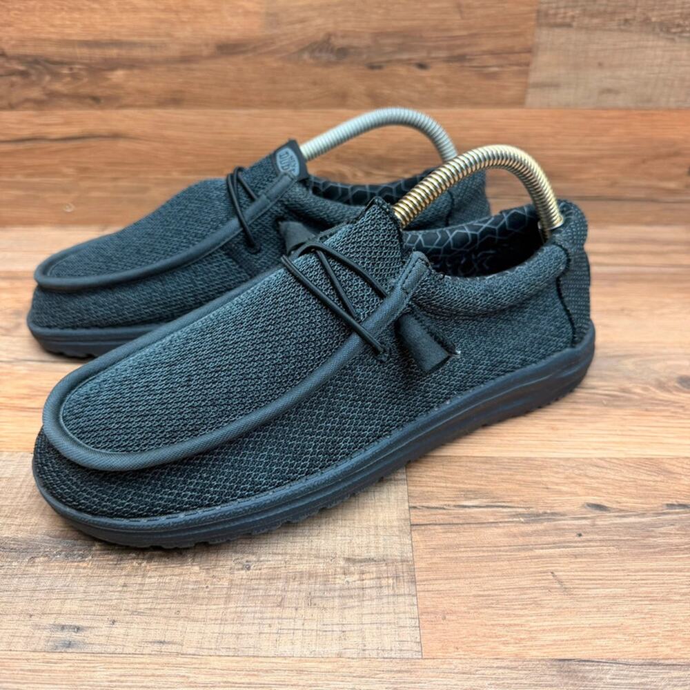 Hey Dude Shoes Men’s 7 Wally Sox Micro Casual Comfort Moc Toe Sneakers Black